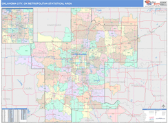 Oklahoma City Metro Area Digital Map Color Cast Style
